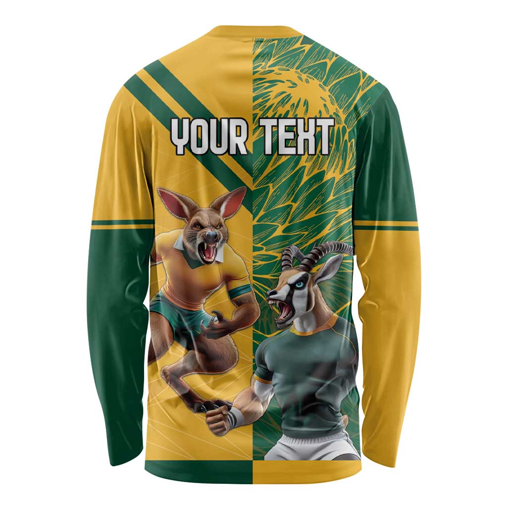 Personalized Rugby South Africa Australia Long Sleeve Shirt Springboks Wallabies Mascot Go Champions - Aussie Hoodie