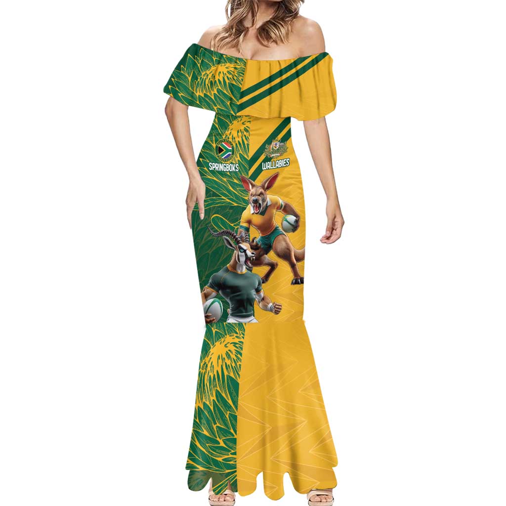 Personalized Rugby South Africa Australia Mermaid Dress Springboks Wallabies Mascot Go Champions - Aussie Hoodie