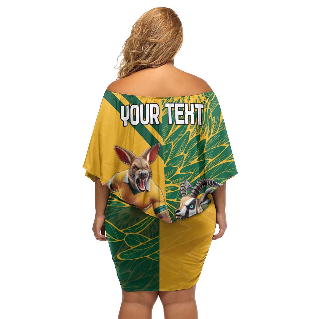 Personalized Rugby South Africa Australia Off Shoulder Short Dress Springboks Wallabies Mascot Go Champions - Aussie Hoodie