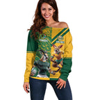 Personalized Rugby South Africa Australia Off Shoulder Sweater Springboks Wallabies Mascot Go Champions - Aussie Hoodie