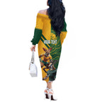 Personalized Rugby South Africa Australia Off The Shoulder Long Sleeve Dress Springboks Wallabies Mascot Go Champions - Aussie Hoodie