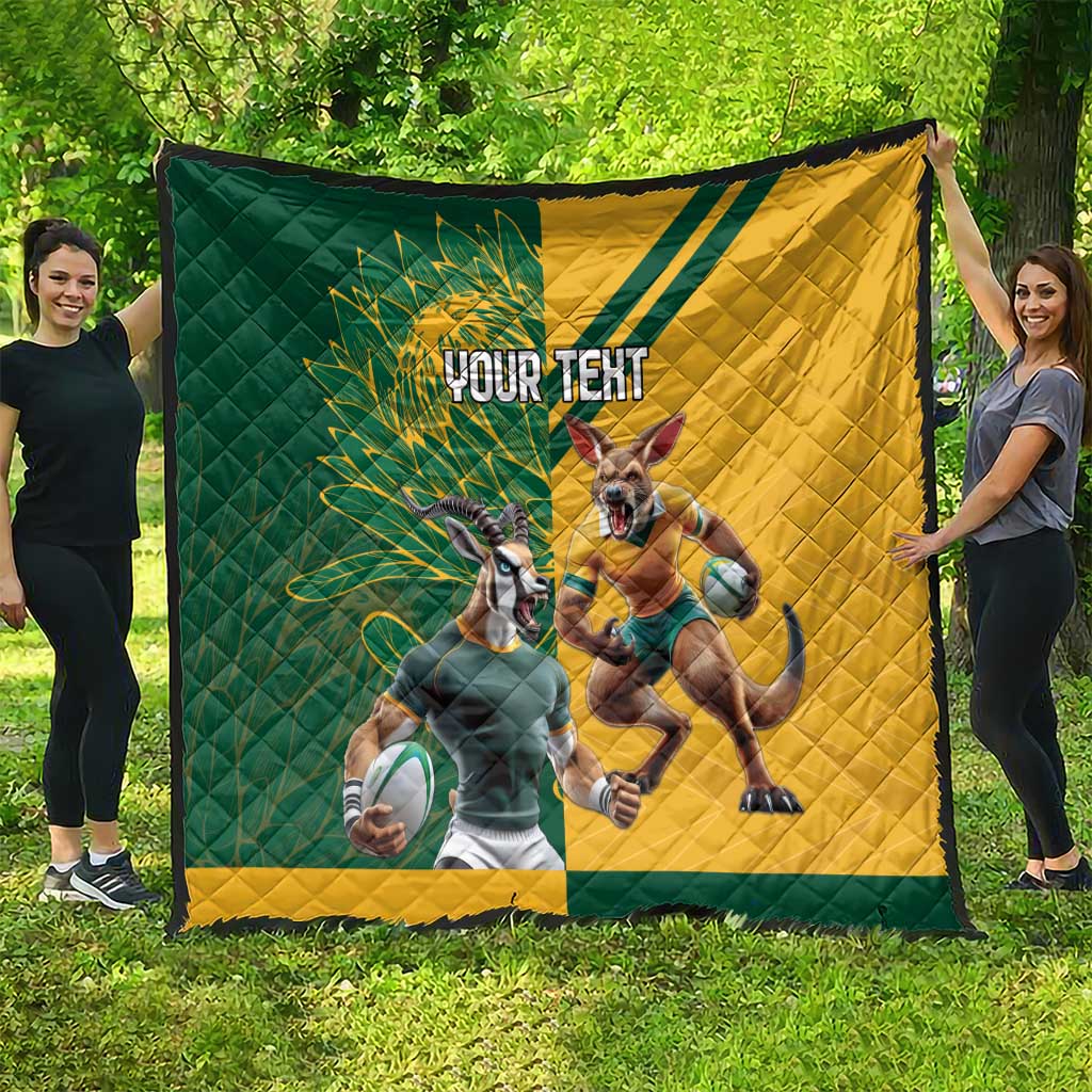 Personalized Rugby South Africa Australia Quilt Springboks Wallabies Mascot Go Champions - Aussie Hoodie