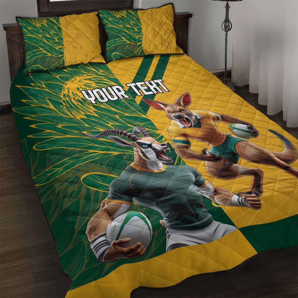 Personalized Rugby South Africa Australia Quilt Bed Set Springboks Wallabies Mascot Go Champions - Aussie Hoodie