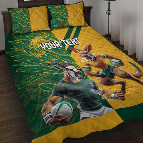 Personalized Rugby South Africa Australia Quilt Bed Set Springboks Wallabies Mascot Go Champions - Aussie Hoodie