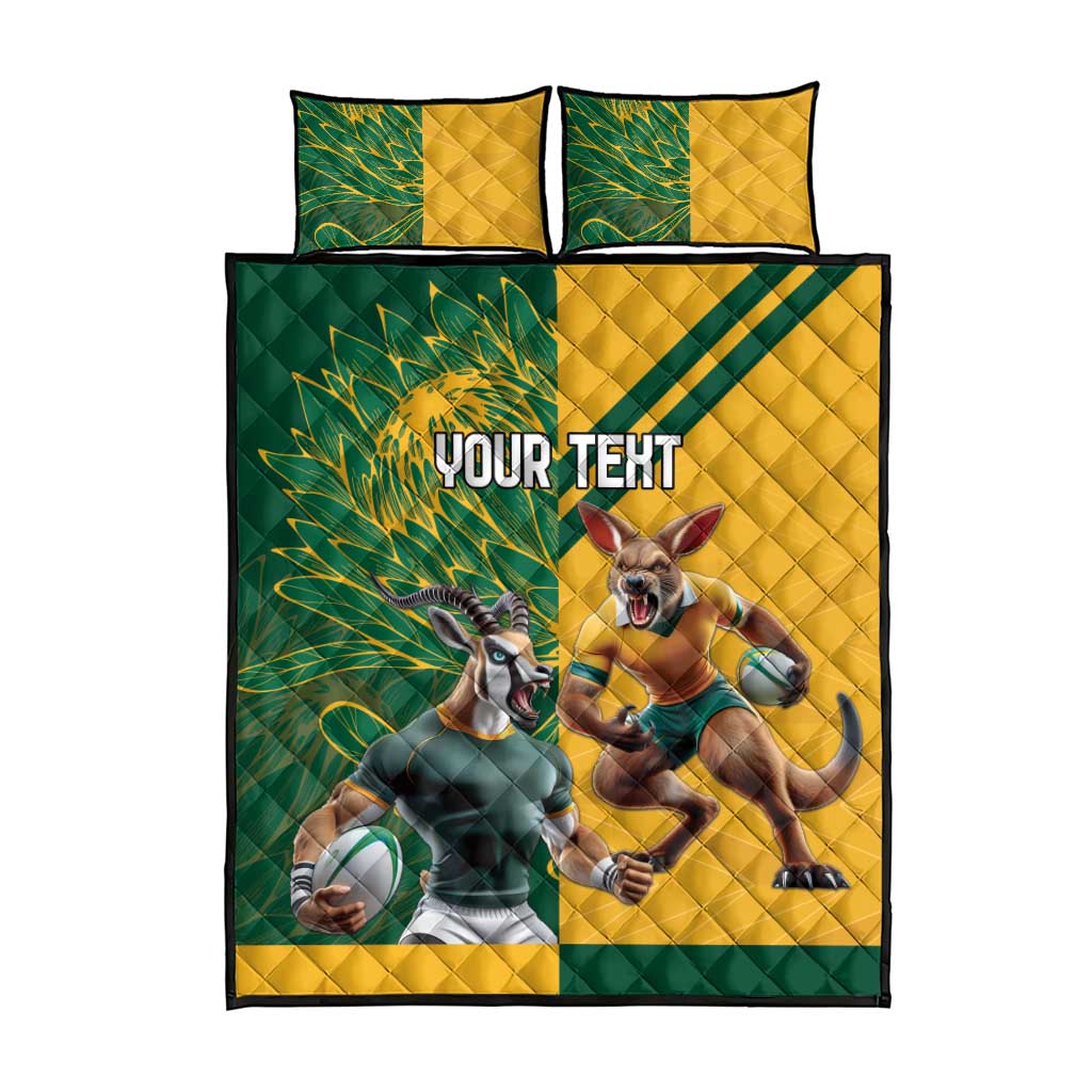 Personalized Rugby South Africa Australia Quilt Bed Set Springboks Wallabies Mascot Go Champions - Aussie Hoodie