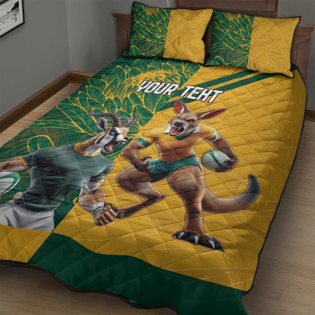 Personalized Rugby South Africa Australia Quilt Bed Set Springboks Wallabies Mascot Go Champions - Aussie Hoodie