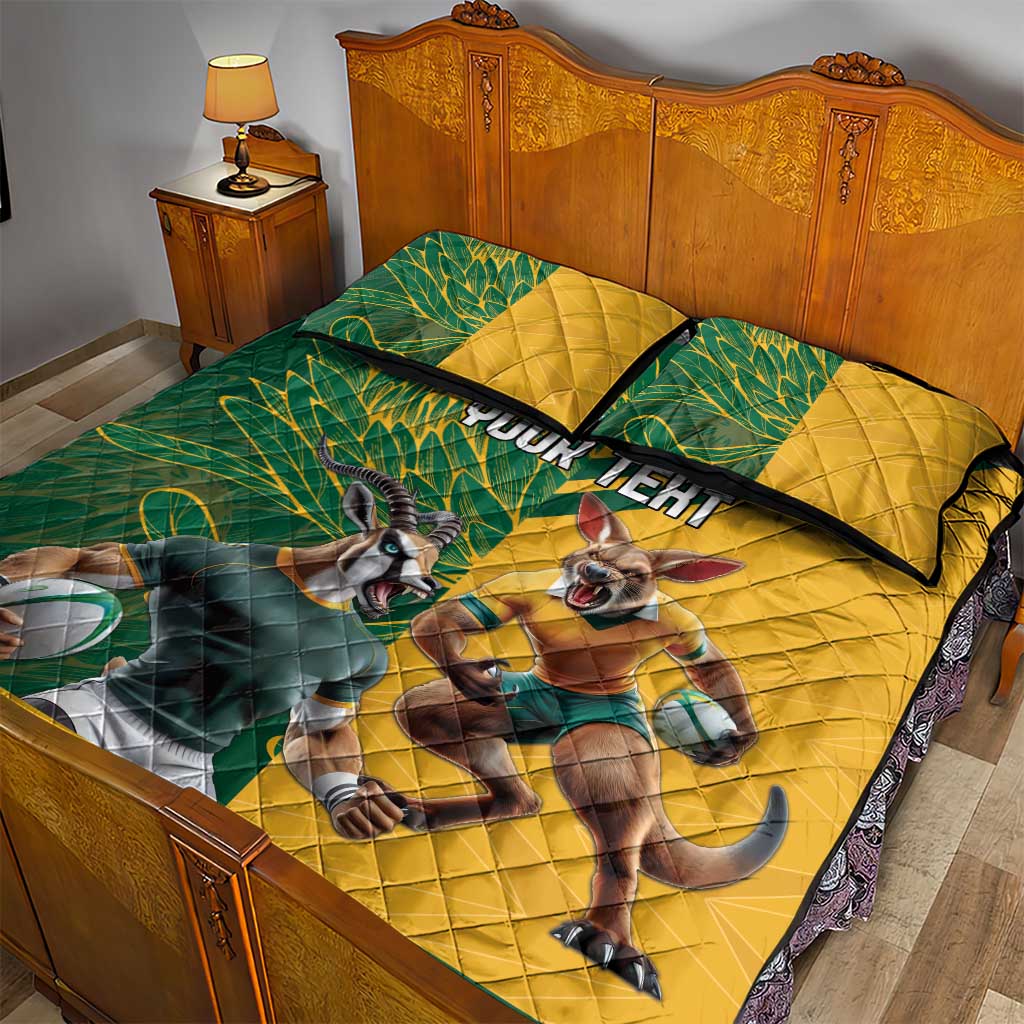 Personalized Rugby South Africa Australia Quilt Bed Set Springboks Wallabies Mascot Go Champions - Aussie Hoodie