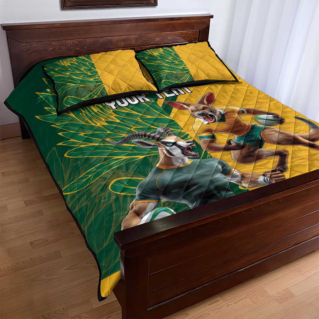 Personalized Rugby South Africa Australia Quilt Bed Set Springboks Wallabies Mascot Go Champions - Aussie Hoodie