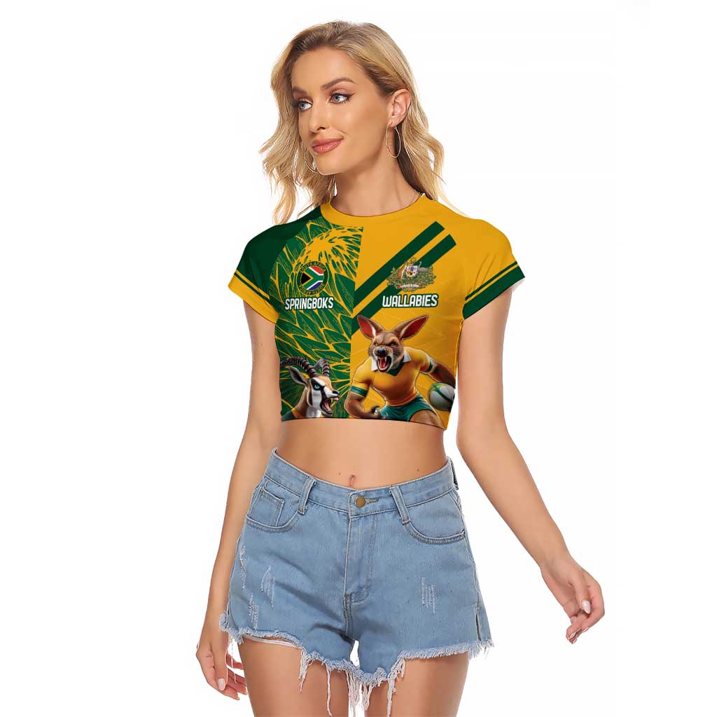 Personalized Rugby South Africa Australia Raglan Cropped T Shirt Springboks Wallabies Mascot Go Champions - Aussie Hoodie
