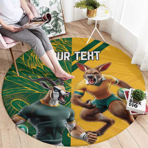 Personalized Rugby South Africa Australia Round Carpet Springboks Wallabies Mascot Go Champions - Aussie Hoodie