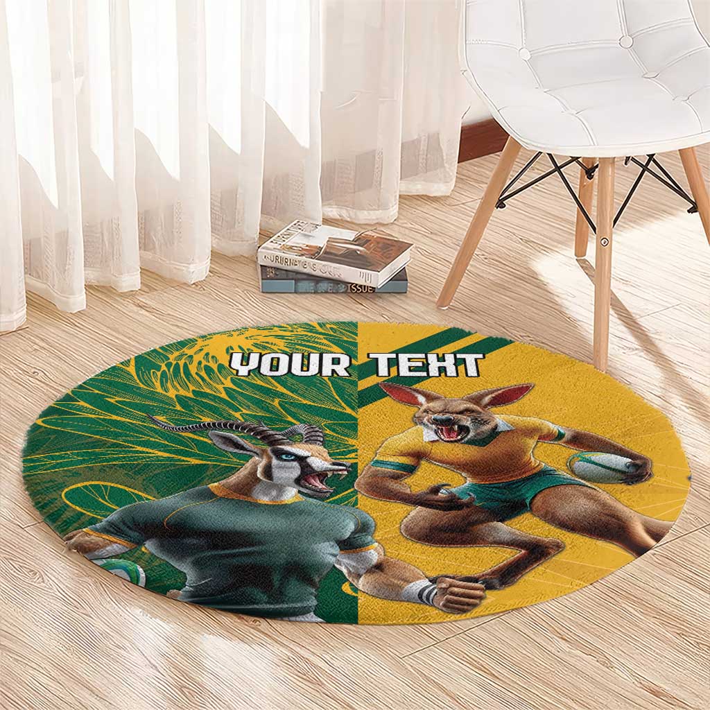 Personalized Rugby South Africa Australia Round Carpet Springboks Wallabies Mascot Go Champions - Aussie Hoodie