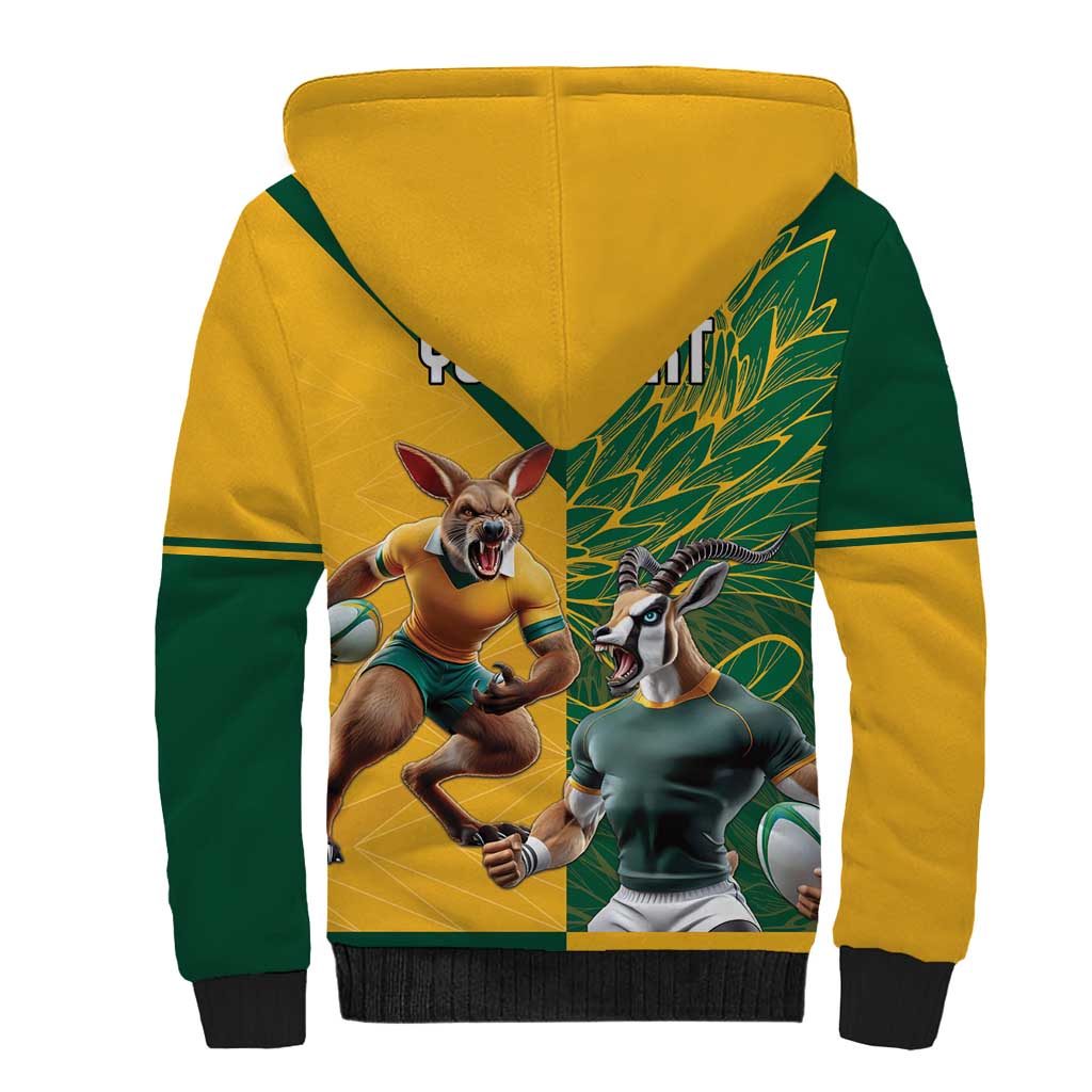 Personalized Rugby South Africa Australia Sherpa Hoodie Springboks Wallabies Mascot Go Champions - Aussie Hoodie