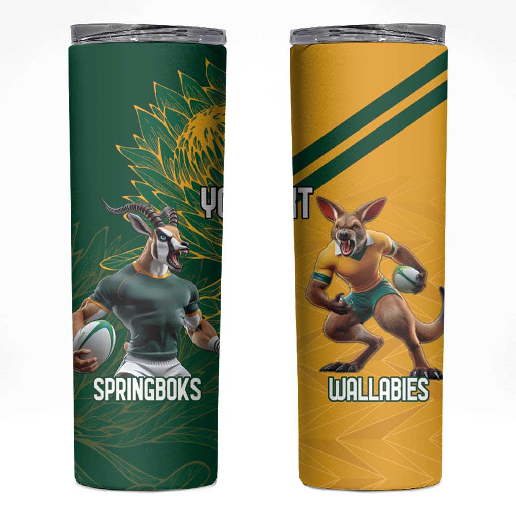 Personalized Rugby South Africa Australia Skinny Tumbler Springboks Wallabies Mascot Go Champions - Aussie Hoodie