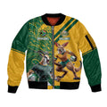 Personalized Rugby South Africa Australia Sleeve Zip Bomber Jacket Springboks Wallabies Mascot Go Champions - Aussie Hoodie