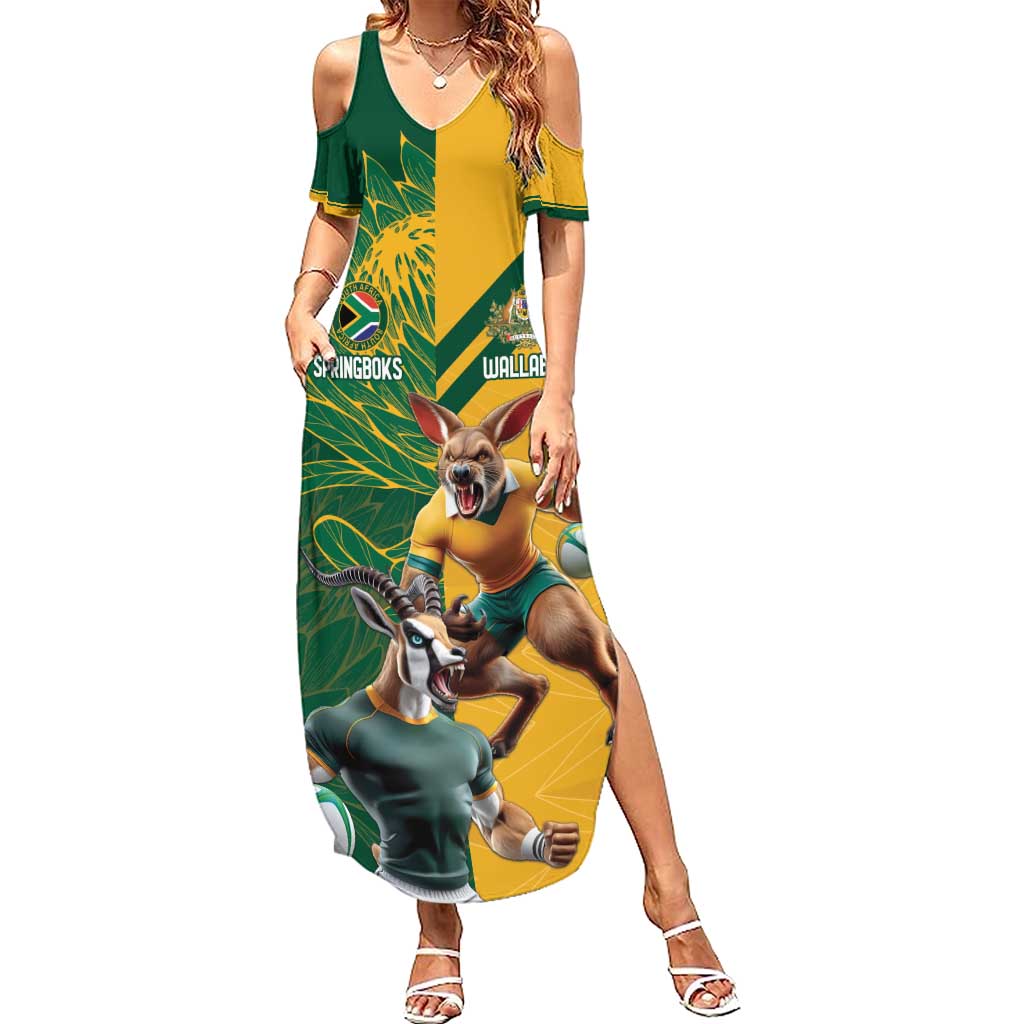 Personalized Rugby South Africa Australia Summer Maxi Dress Springboks Wallabies Mascot Go Champions - Aussie Hoodie