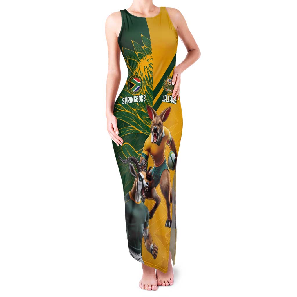 Personalized Rugby South Africa Australia Tank Maxi Dress Springboks Wallabies Mascot Go Champions - Aussie Hoodie