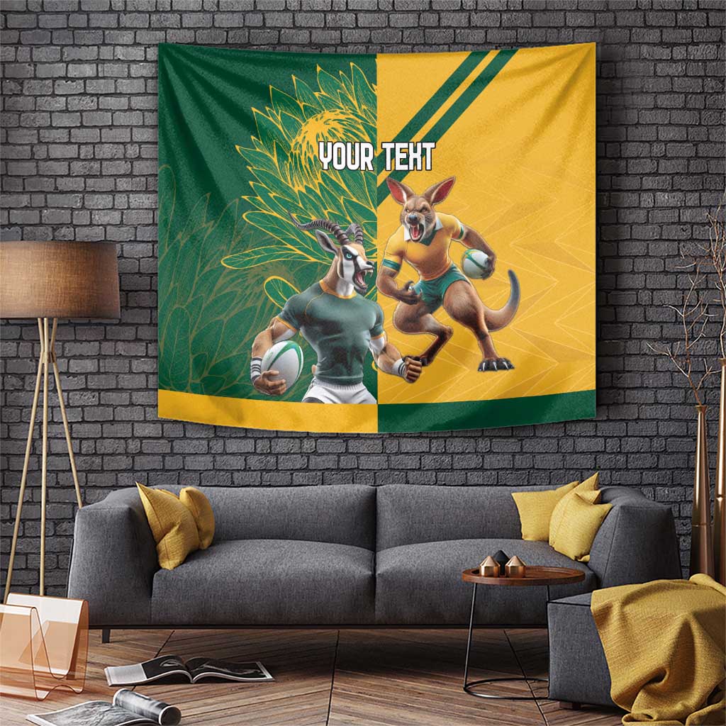 Personalized Rugby South Africa Australia Tapestry Springboks Wallabies Mascot Go Champions - Aussie Hoodie