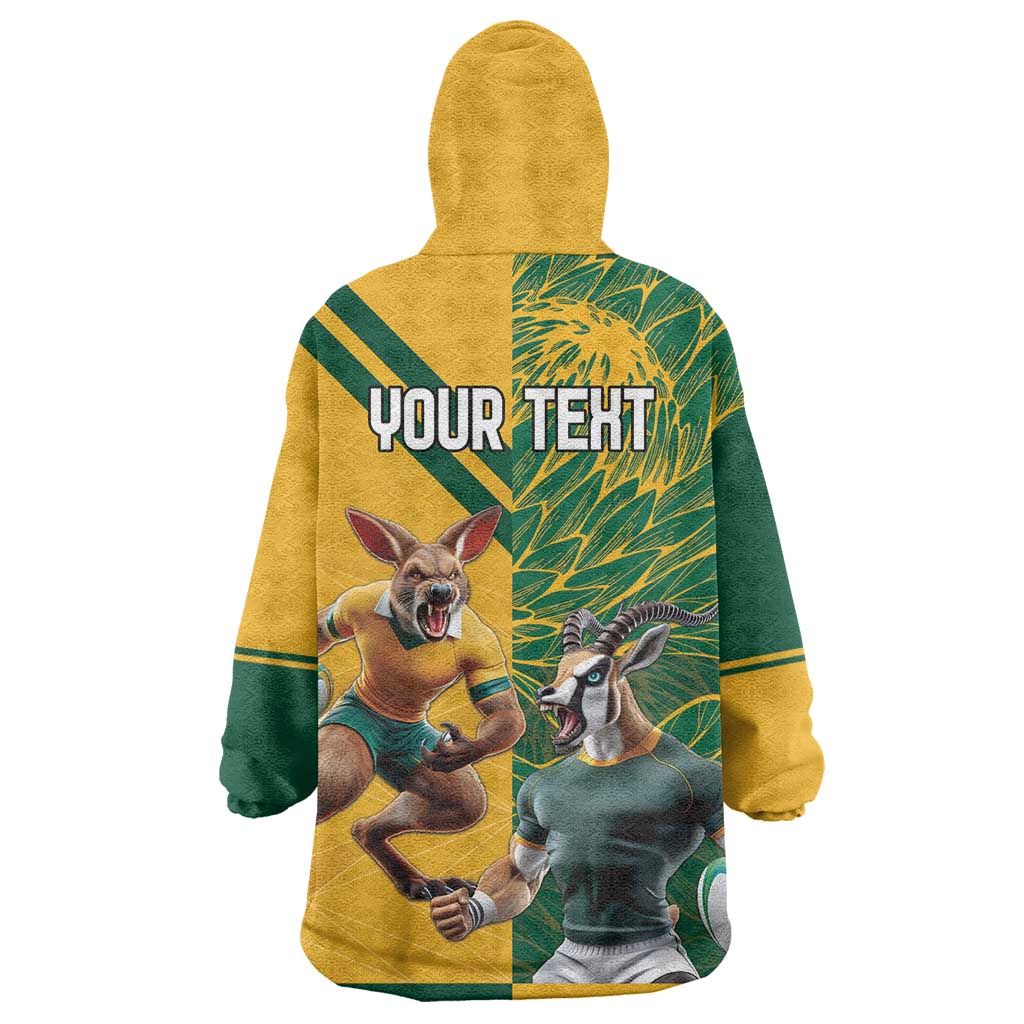 Personalized Rugby South Africa Australia Wearable Blanket Hoodie Springboks Wallabies Mascot Go Champions - Aussie Hoodie