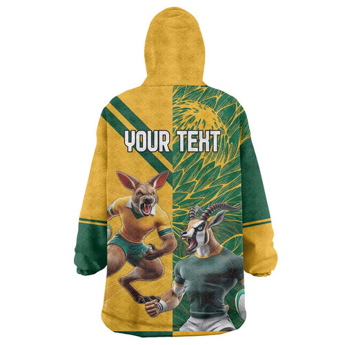 Personalized Rugby South Africa Australia Wearable Blanket Hoodie Springboks Wallabies Mascot Go Champions - Aussie Hoodie