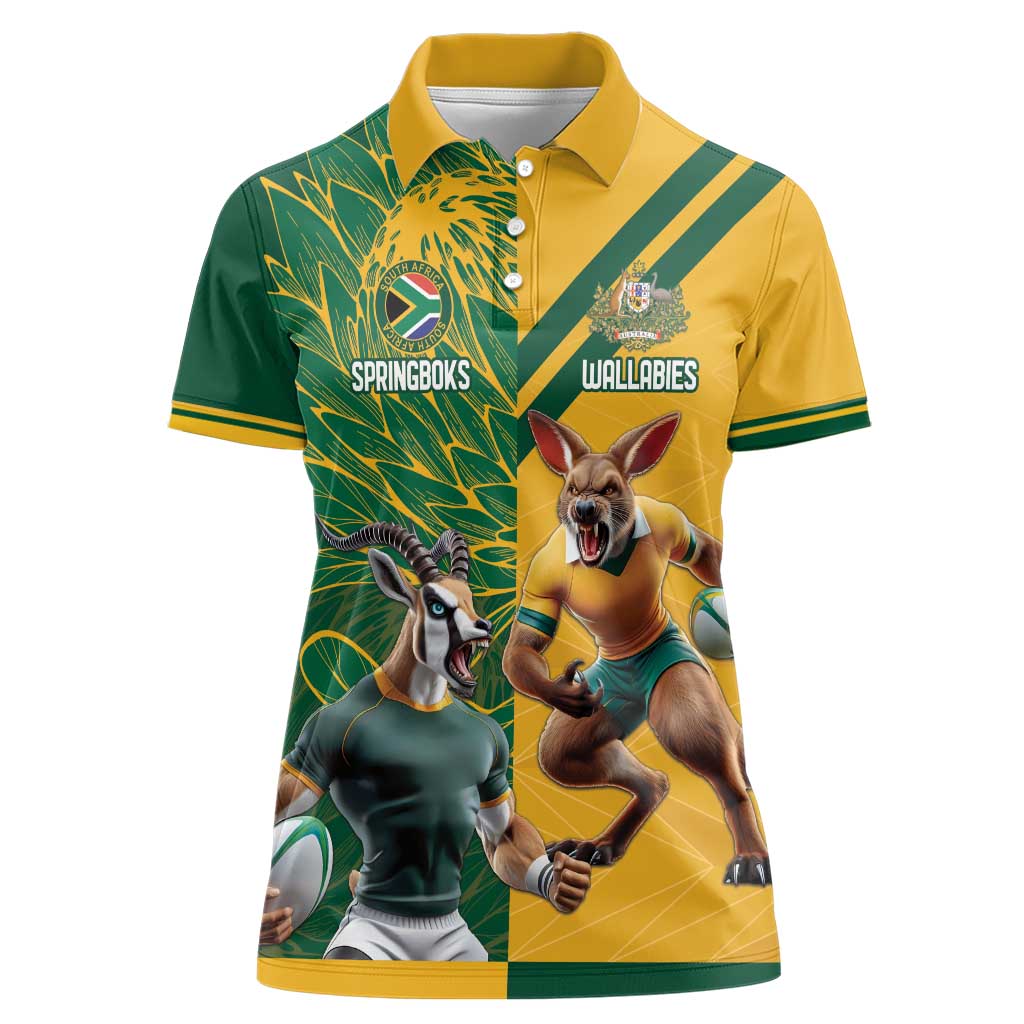 Personalized Rugby South Africa Australia Women Polo Shirt Springboks Wallabies Mascot Go Champions - Aussie Hoodie