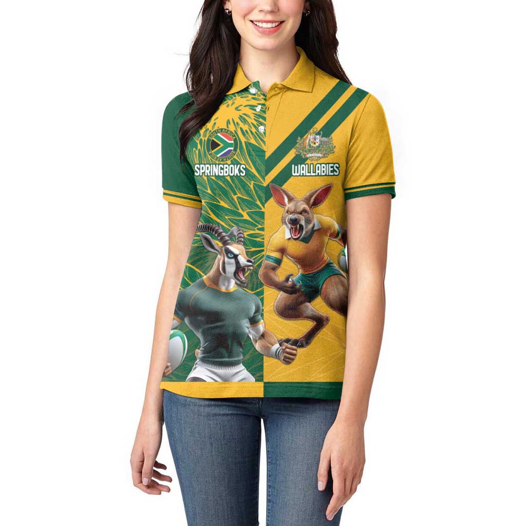 Personalized Rugby South Africa Australia Women Polo Shirt Springboks Wallabies Mascot Go Champions - Aussie Hoodie