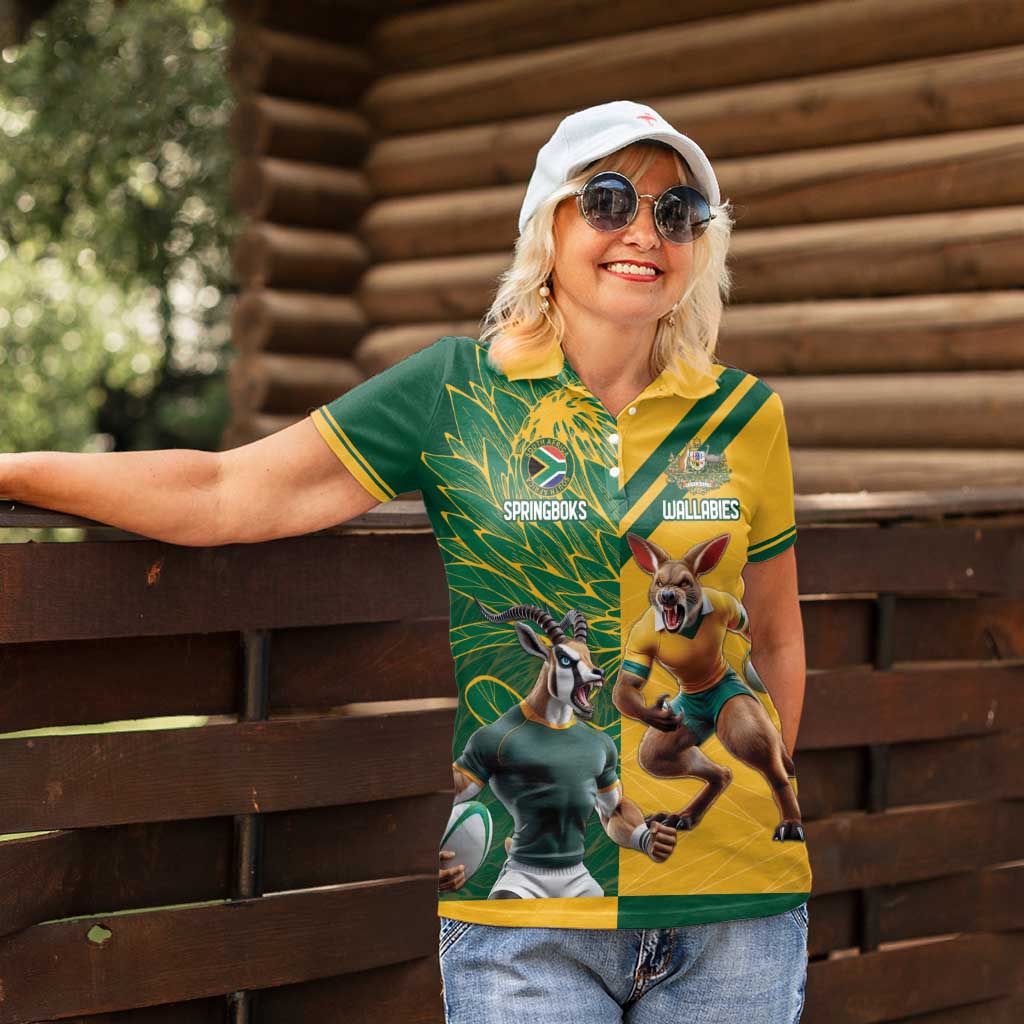 Personalized Rugby South Africa Australia Women Polo Shirt Springboks Wallabies Mascot Go Champions - Aussie Hoodie