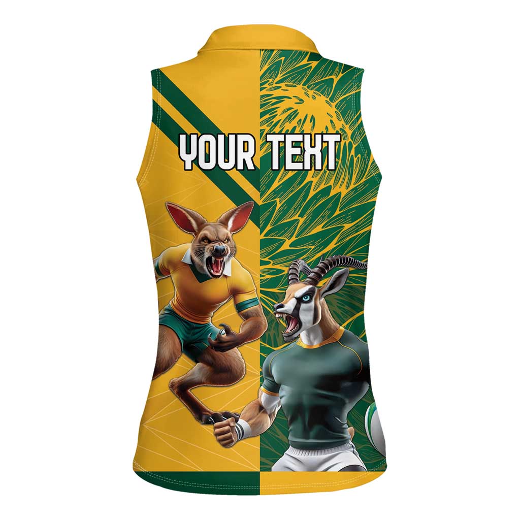 Personalized Rugby South Africa Australia Women Sleeveless Polo Shirt Springboks Wallabies Mascot Go Champions - Aussie Hoodie