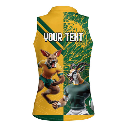 Personalized Rugby South Africa Australia Women Sleeveless Polo Shirt Springboks Wallabies Mascot Go Champions - Aussie Hoodie