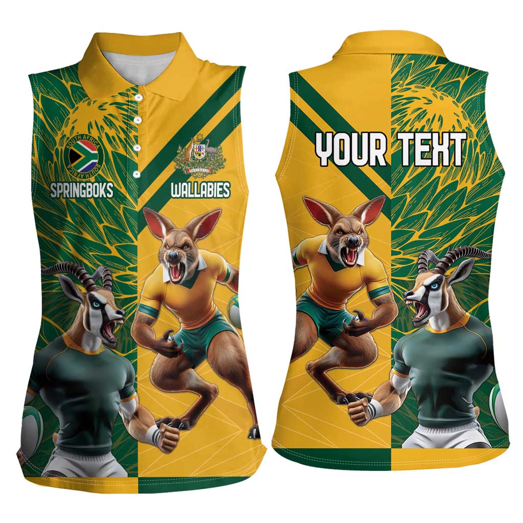 Personalized Rugby South Africa Australia Women Sleeveless Polo Shirt Springboks Wallabies Mascot Go Champions - Aussie Hoodie