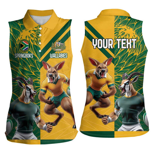 Personalized Rugby South Africa Australia Women Sleeveless Polo Shirt Springboks Wallabies Mascot Go Champions - Aussie Hoodie