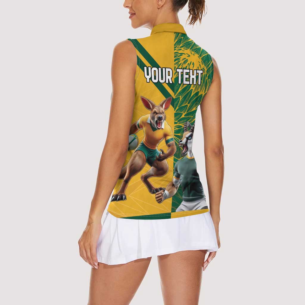 Personalized Rugby South Africa Australia Women Sleeveless Polo Shirt Springboks Wallabies Mascot Go Champions - Aussie Hoodie