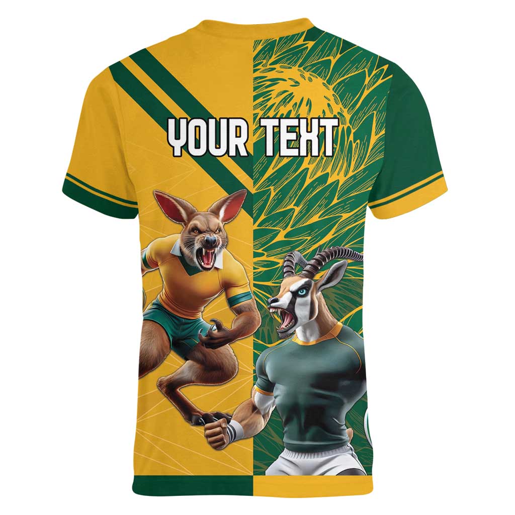 Personalized Rugby South Africa Australia Women V-Neck T-Shirt Springboks Wallabies Mascot Go Champions - Aussie Hoodie