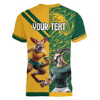 Personalized Rugby South Africa Australia Women V-Neck T-Shirt Springboks Wallabies Mascot Go Champions - Aussie Hoodie
