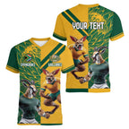 Personalized Rugby South Africa Australia Women V-Neck T-Shirt Springboks Wallabies Mascot Go Champions - Aussie Hoodie