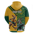 Personalized Rugby South Africa Australia Zip Hoodie Springboks Wallabies Mascot Go Champions - Aussie Hoodie
