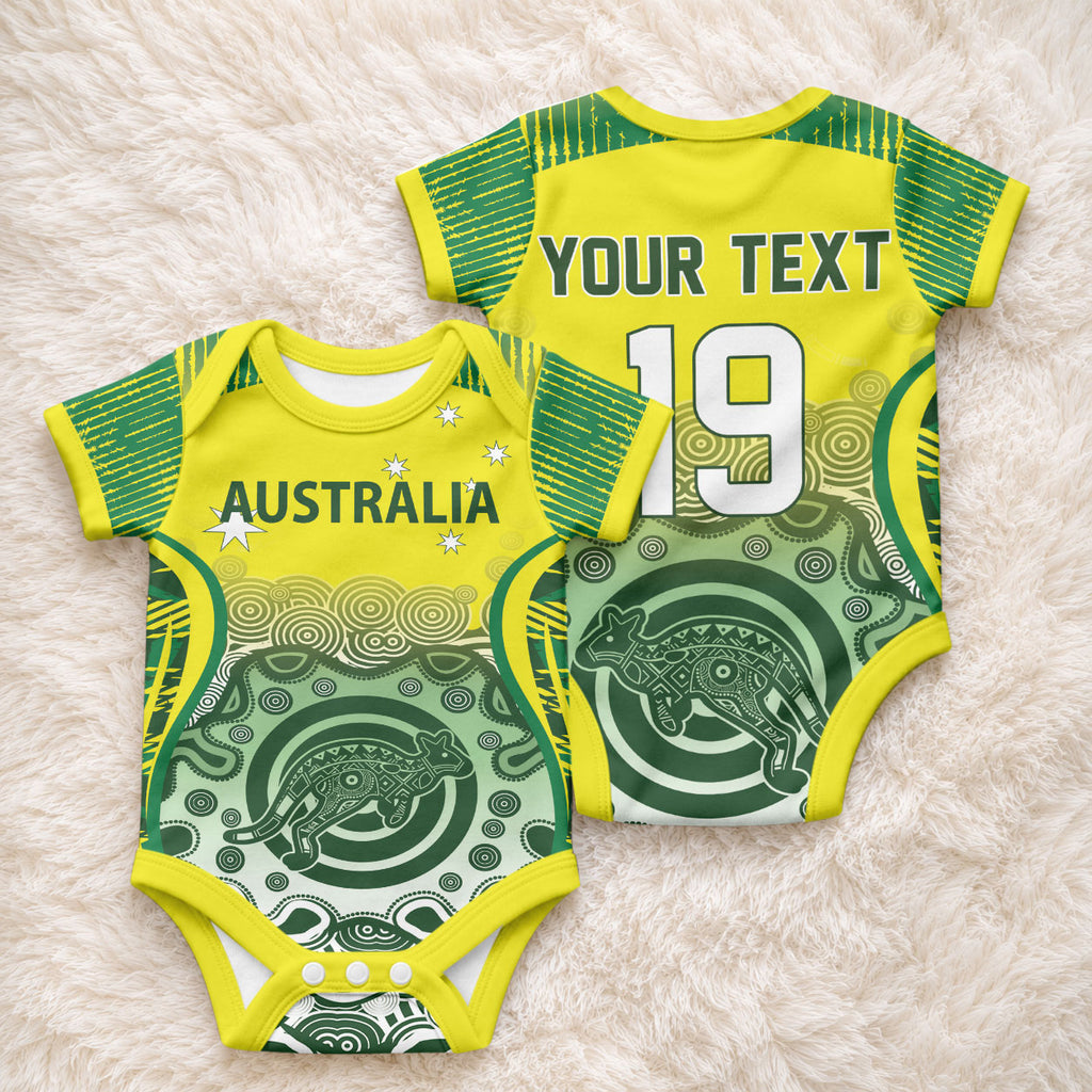 Custom Australia Cricket Baby Onesie Aboriginal Kangaroo Southern Cross