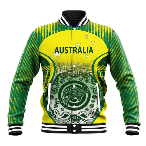 Custom Australia Cricket Baseball Jacket Aboriginal Kangaroo Southern Cross