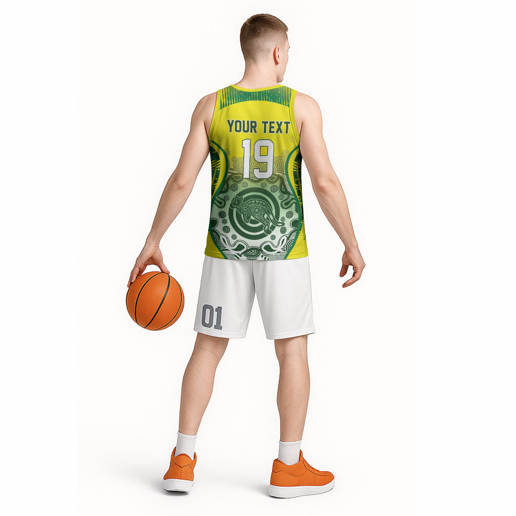 Custom Australia Cricket Basketball Jersey Aboriginal Kangaroo Southern Cross