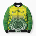Custom Australia Cricket Bomber Puffer Jacket Aboriginal Kangaroo Southern Cross