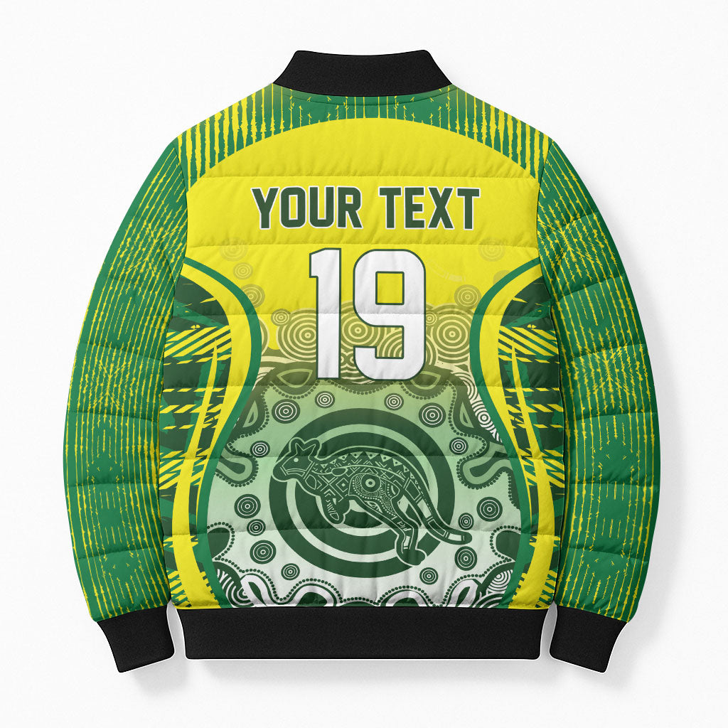 Custom Australia Cricket Bomber Puffer Jacket Aboriginal Kangaroo Southern Cross