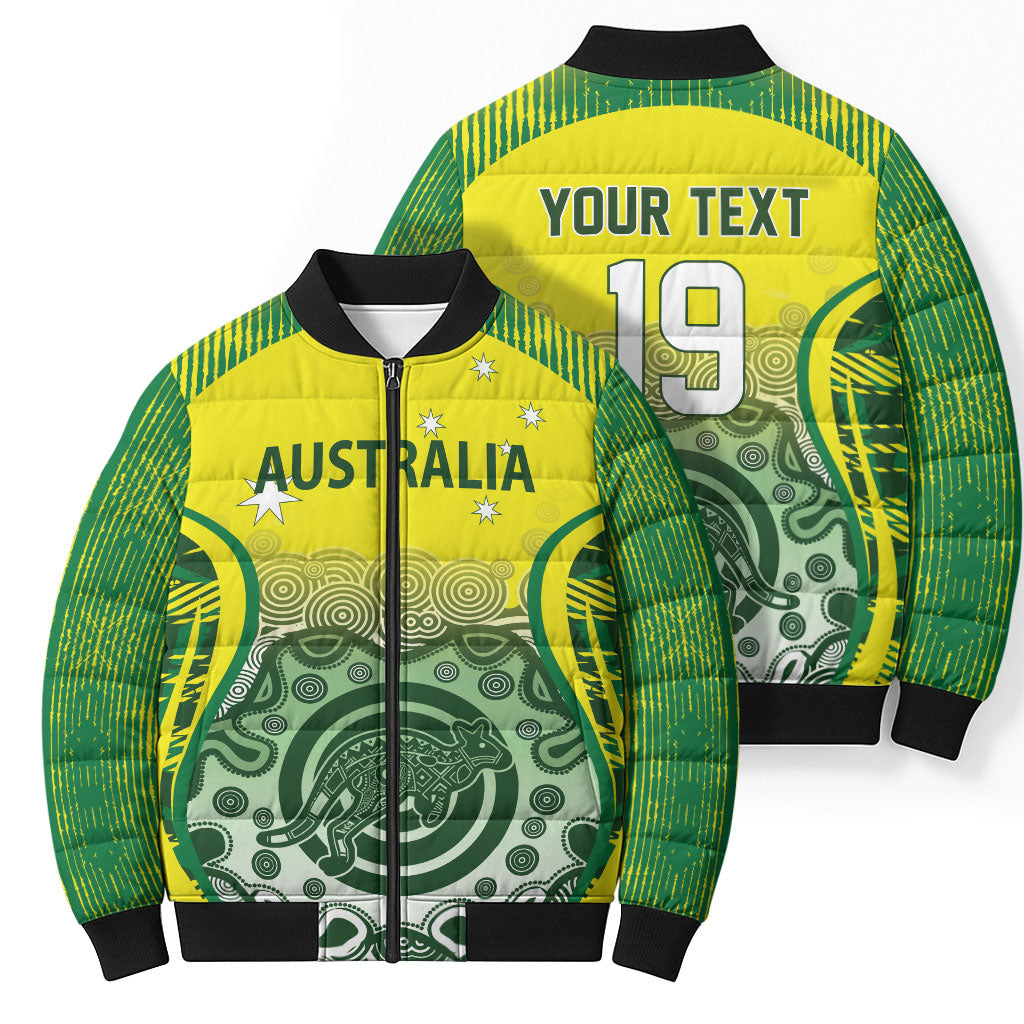Custom Australia Cricket Bomber Puffer Jacket Aboriginal Kangaroo Southern Cross