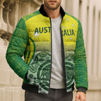 Custom Australia Cricket Bomber Puffer Jacket Aboriginal Kangaroo Southern Cross