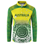 Custom Australia Cricket Button Sweatshirt Aboriginal Kangaroo Southern Cross