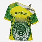 Custom Australia Cricket Cross Shoulder Shirt Aboriginal Kangaroo Southern Cross