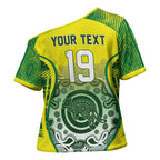 Custom Australia Cricket Cross Shoulder Shirt Aboriginal Kangaroo Southern Cross