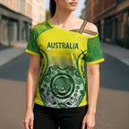 Custom Australia Cricket Cross Shoulder Shirt Aboriginal Kangaroo Southern Cross