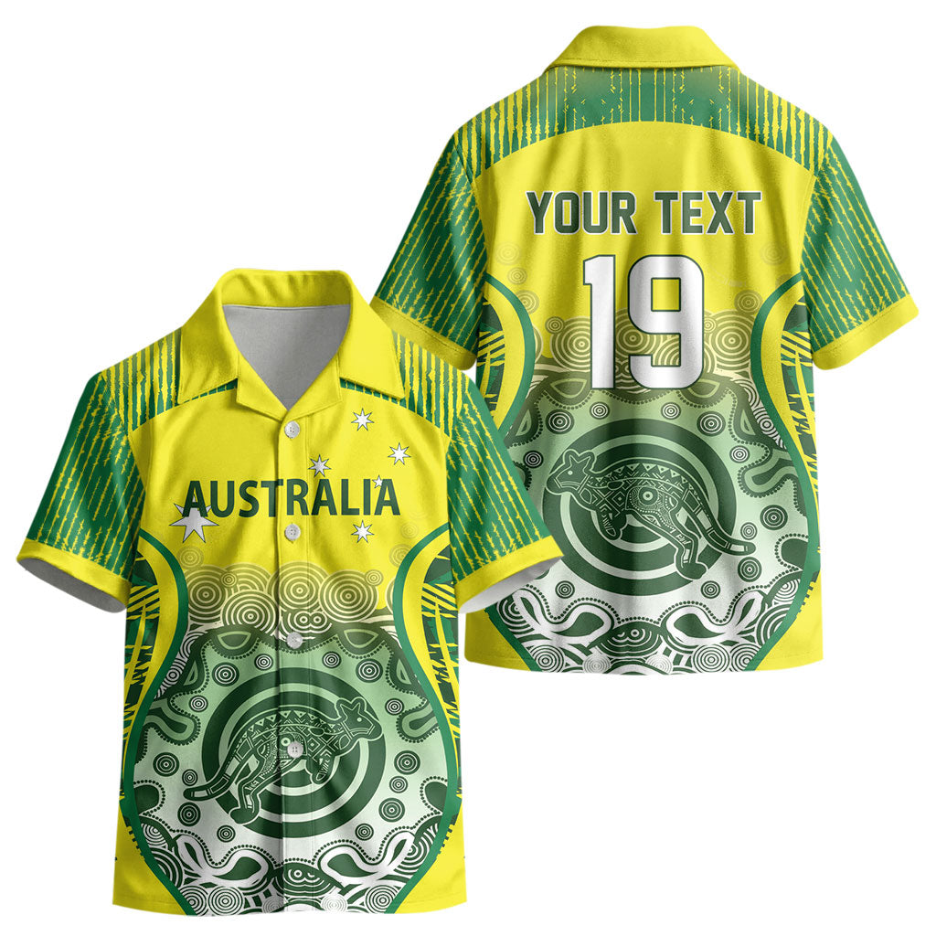 Custom Australia Cricket Kid Hawaiian Shirt Aboriginal Kangaroo Southern Cross