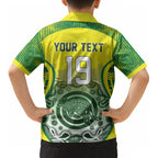 Custom Australia Cricket Kid Hawaiian Shirt Aboriginal Kangaroo Southern Cross