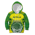 Custom Australia Cricket Kid Hoodie Aboriginal Kangaroo Southern Cross