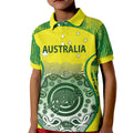 Custom Australia Cricket Kid Polo Shirt Aboriginal Kangaroo Southern Cross